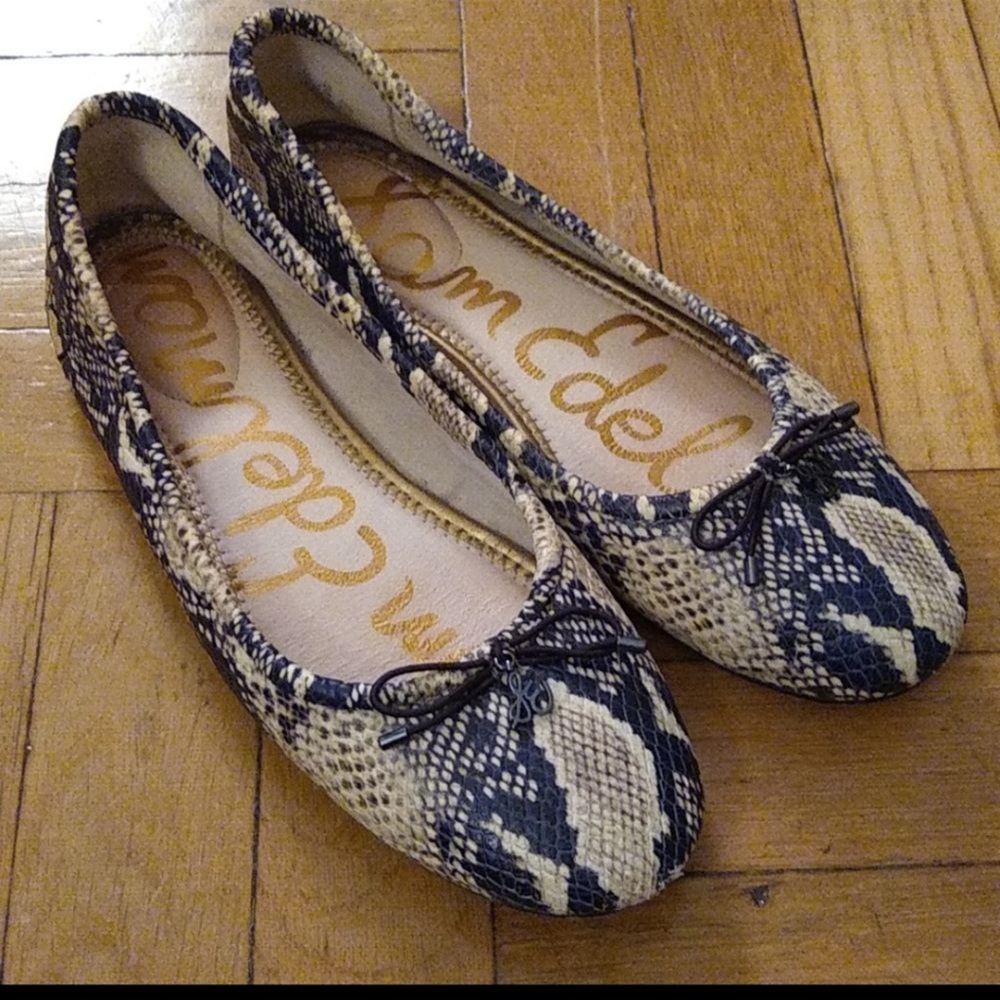 Sam Edelman Felicia Snake Print Leather Ballet Flat